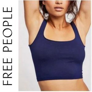 Free People Scoop Neck Crop Top Navy NWT